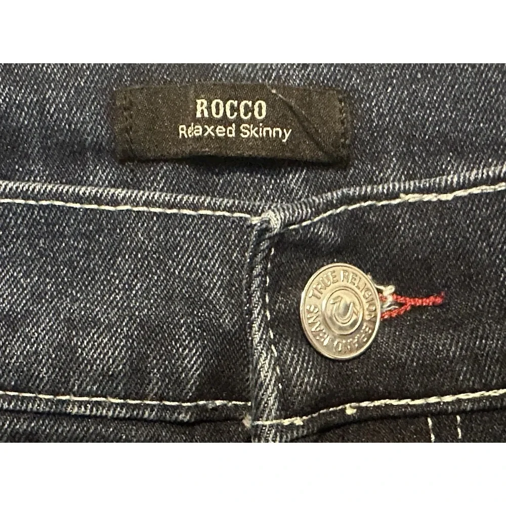 TRUE RELIGION Rocco Relaxed Skinny Jeans Blue Men's sz.34 Red Stitching